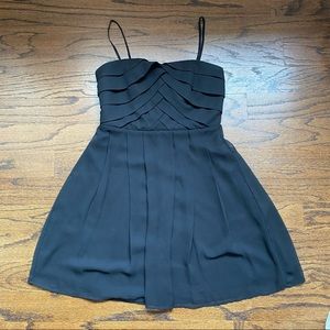 Black pleated top dress with removable straps